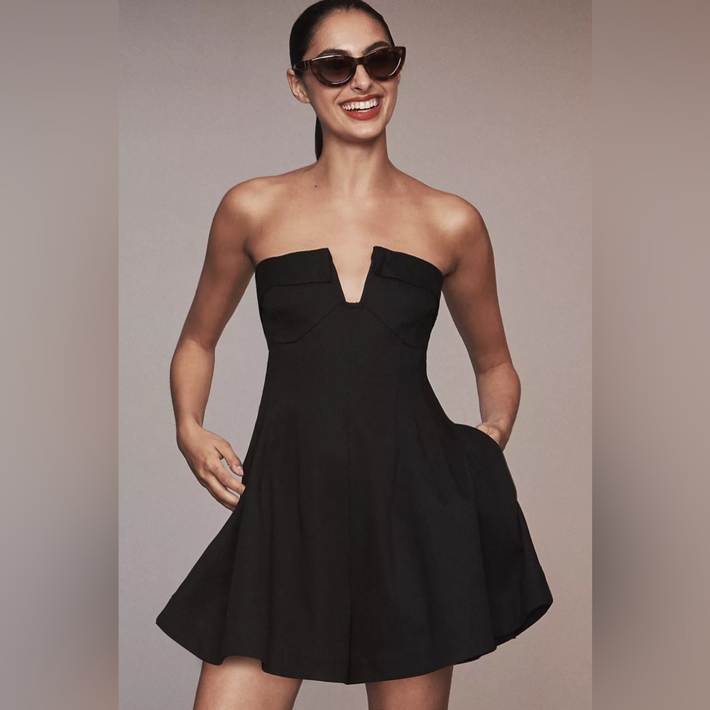 NWT! Anthropologie Maeve Strapless Mini Plunge-Neck Romper - Size 12 🏓